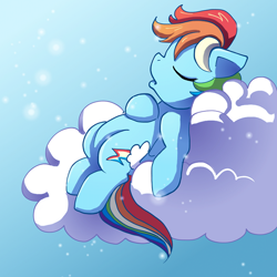 Size: 600x600 | Tagged: safe, artist:butterscotch25, character:rainbow dash, cloud, female, sleeping, solo