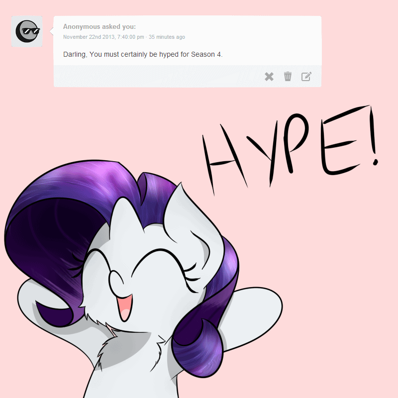Size: 800x800 | Tagged: safe, artist:mister-true, character:rarity, season 4, animated, askfillyrarity, female, filly, filly rarity, hype, solo, tumblr