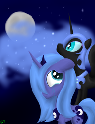 Size: 3400x4400 | Tagged: safe, artist:greeny-nyte, character:nightmare moon, character:princess luna, duality, s1 luna