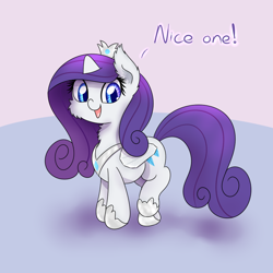 Size: 820x820 | Tagged: safe, artist:mister-true, character:rarity, species:alicorn, species:pony, askfillyrarity, clothing, costume, female, filly, fluffy, race swap, raricorn, solo, tumblr, younger