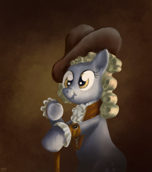 Size: 1200x1359 | Tagged: safe, artist:moe, character:derpy hooves, species:pegasus, species:pony, g4, alternate hairstyle, bipedal, cane, clothing, epic derpy, female, hat, joseph ducreux, mare, meme, parody, scrunchy face, solo