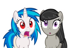 Size: 960x650 | Tagged: dead source, safe, artist:thatsgrotesque, character:dj pon-3, character:octavia melody, character:vinyl scratch, duo, simple background, white background
