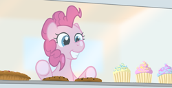 Size: 1000x512 | Tagged: safe, artist:poniker, character:pinkie pie, cupcake, female, solo