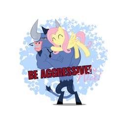 Size: 6000x6000 | Tagged: safe, artist:poniker, character:fluttershy, character:iron will, absurd resolution, hug