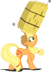 Size: 3384x4815 | Tagged: safe, artist:archonitianicsmasher, character:applejack, balancing, female, hay bale, ponies balancing stuff on their nose, simple background, solo, transparent background, vector