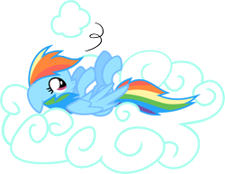 Size: 4017x3102 | Tagged: safe, artist:archonitianicsmasher, character:rainbow dash, species:pegasus, species:pony, cloud, female, on a cloud, on back, playing, simple background, solo, transparent background