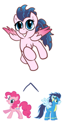 Size: 539x1033 | Tagged: safe, artist:desert-sage, character:pinkie pie, character:soarin', oc, parent:pinkie pie, parent:soarin', parents:soarinpie, offspring