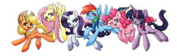 Size: 1700x543 | Tagged: safe, artist:adailey, character:applejack, character:fluttershy, character:pinkie pie, character:rainbow dash, character:rarity, character:twilight sparkle, group, mane six