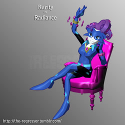 Size: 1024x1024 | Tagged: safe, artist:the regressor, character:radiance, character:rarity, episode:power ponies, g4, my little pony: friendship is magic, my little pony:equestria girls, 3d, chair, female, hilarious in hindsight, humanized, sitting, solo