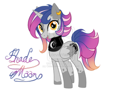 Size: 900x675 | Tagged: safe, artist:celestialess, oc, oc only, oc:shademoon, parents:oc x oc, species:alicorn, species:pony, alicorn oc, crack shipping, earring, offspring, solo