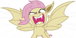 Size: 1024x510 | Tagged: safe, artist:bobsicle0, character:flutterbat, character:fluttershy, species:bat pony, species:pony, episode:bats!, g4, my little pony: friendship is magic, .svg available, female, flutterrage, love me, race swap, simple background, solo, transparent background, vector, you're going to love me