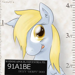 Size: 1000x1000 | Tagged: safe, artist:redfoxjake, character:derpy hooves, species:pegasus, species:pony, blep, female, hair over one eye, looking at you, mare, mugshot, smiling, solo, tongue out