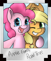 Size: 820x980 | Tagged: safe, artist:vividvulpine, character:applejack, character:pinkie pie, ship:applepie, episode:pinkie apple pie, g4, my little pony: friendship is magic, selfie, shipping