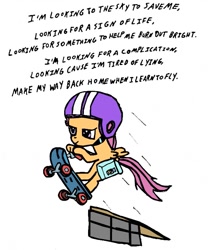 Size: 635x762 | Tagged: safe, artist:closer-to-the-sun, character:scootaloo, female, foo fighters, lyrics, ramp, solo