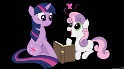 Size: 1920x1080 | Tagged: safe, artist:kyojiogami, character:sweetie belle, character:twilight sparkle, reading
