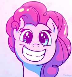 Size: 866x922 | Tagged: dead source, safe, artist:danfango, character:pinkie pie, species:pony, adorkable, bust, cute, diapinkes, dork, female, grin, head only, looking at you, mare, portrait, smiling, solo