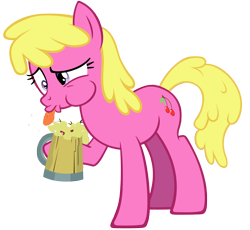Size: 3800x3500 | Tagged: safe, artist:ohitison, character:cherry berry, episode:the super speedy cider squeezy 6000, g4, my little pony: friendship is magic, cider, female, high res, mug, simple background, solo, tongue out, transparent background, vector