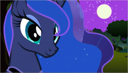Size: 1249x721 | Tagged: safe, artist:acuario1602, artist:hellswolfeh, edit, character:princess luna, species:alicorn, species:pony, female, moon, night, smiling, solo, vector, wallpaper, wallpaper edit