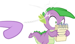 Size: 1280x753 | Tagged: safe, artist:emper24, character:spike, character:twilight sparkle, episode:hurricane fluttershy, g4, my little pony: friendship is magic, bad dragon, dope slap, drama, notepad, simple background, slap, spikeabuse, transparent background, vector
