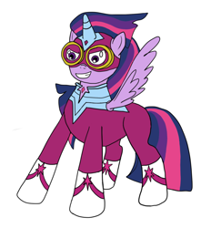 Size: 880x907 | Tagged: safe, artist:doctorspectrum, character:masked matter-horn, character:twilight sparkle, character:twilight sparkle (alicorn), species:alicorn, species:pony, episode:power ponies, g4, my little pony: friendship is magic, clothing, costume, female, goggles, mare, solo, spandex
