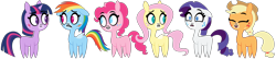 Size: 8400x1800 | Tagged: safe, artist:dewlshock, character:applejack, character:fluttershy, character:pinkie pie, character:rainbow dash, character:rarity, character:twilight sparkle, mane six, pretty pretty pegasus, style emulation, teen titans go
