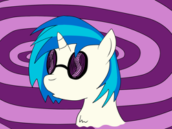 Size: 1024x768 | Tagged: safe, artist:doctorspectrum, character:dj pon-3, character:vinyl scratch, chest fluff, female, glasses, hypnosis, hypnotized, solo