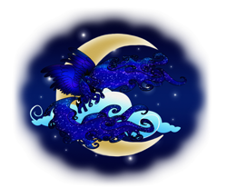 Size: 2300x1900 | Tagged: safe, artist:macalaniaa, character:princess luna, species:alicorn, species:pony, cloud, ethereal mane, female, mare, moon, night, solo, stars