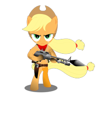 Size: 2400x3200 | Tagged: safe, artist:gonein10seconds, character:applejack, species:pony, bandolier, bipedal, female, gun, revolver, simple background, solo, transparent background, weapon