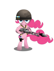 Size: 2400x3200 | Tagged: safe, artist:gonein10seconds, character:pinkie pie, species:pony, bandolier, bipedal, female, gun, revolver, simple background, solo, transparent background