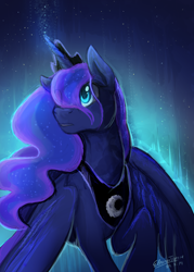 Size: 2500x3500 | Tagged: safe, artist:elbdot, character:princess luna, species:alicorn, species:pony, female, rain, solo