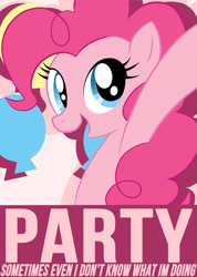 Size: 755x1058 | Tagged: safe, artist:chingilin, character:pinkie pie, female, party, poster, solo