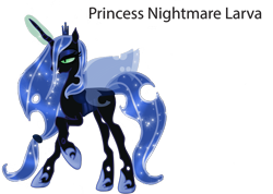 Size: 809x577 | Tagged: safe, artist:sir voidgod lovefairy, oc, oc only, oc:princess nightmare larva, parent:nightmare moon, parent:queen chrysalis, parents:chrysmoon, species:alicorn, species:changeling, species:changepony, species:pony, alicorn oc, glowing horn, hybrid, interspecies offspring, magical lesbian spawn, offspring, solo
