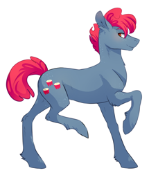 Size: 912x999 | Tagged: safe, artist:risu-nya, character:apple split, species:earth pony, species:pony, apple family member, background pony, male, missing accessory, raised hoof, simple background, solo, stallion, white background
