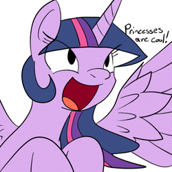 Size: 500x500 | Tagged: safe, artist:reiduran, artist:venezolanbrony, character:twilight sparkle, character:twilight sparkle (alicorn), species:alicorn, species:pony, colored, female, mare, open mouth, princess, smiling, solo, spread wings, wings