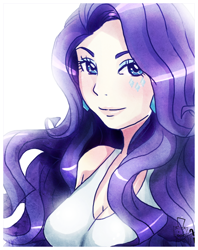 Size: 608x768 | Tagged: safe, artist:songoftheshoebox, character:rarity, species:human, g4, bust, female, humanized, smiling, solo