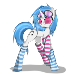 Size: 3027x2979 | Tagged: safe, artist:prozenconns, character:dj pon-3, character:vinyl scratch, clothing, female, high res, simple background, socks, solo, striped socks, transparent background