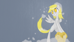 Size: 1920x1080 | Tagged: safe, artist:prozenconns, character:derpy hooves, species:pegasus, species:pony, female, happy, mare, muffin, solo, wallpaper