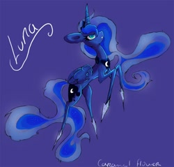 Size: 1000x955 | Tagged: safe, artist:caramelflower, character:princess luna, alternate design, female, simple background, solo