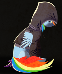 Size: 662x800 | Tagged: safe, artist:bluefluffydinosaur, character:rainbow dash, clothing, crying, female, hoodie, sad, solo