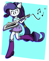 Size: 2600x3234 | Tagged: safe, artist:dahhez, character:rarity, episode:player piano, equestria girls:rainbow rocks, g4, my little pony: equestria girls, my little pony:equestria girls, female, keytar, musical instrument, ponied up, solo