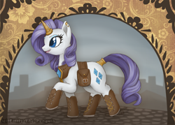 Size: 980x700 | Tagged: safe, artist:oemilythepenguino, character:rarity, boots, female, saddle bag, solo, steampunk