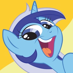 Size: 894x894 | Tagged: safe, artist:juniberries, character:minuette, female, reaction image, smeel, solo