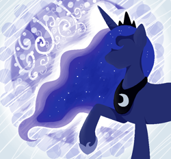 Size: 700x650 | Tagged: safe, artist:rosewhistle, character:princess luna, species:alicorn, species:pony, abstract background, female, hooves, horn, jewelry, lineless, mare, minimalist, regalia, solo, tiara, wings