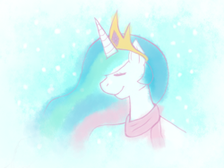 Size: 800x600 | Tagged: safe, artist:rosewhistle, character:princess celestia, clothing, female, scarf, solo