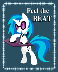 Size: 740x925 | Tagged: safe, artist:cyle, part of a set, character:dj pon-3, character:vinyl scratch, species:pony, bipedal, female, poster, solo