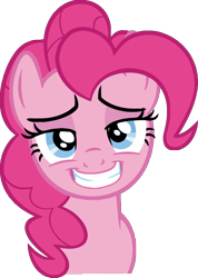 Size: 1779x2496 | Tagged: safe, artist:choopy, character:pinkie pie, species:earth pony, species:pony, episode:too many pinkie pies, g4, my little pony: friendship is magic, bedroom eyes, bust, female, grin, looking at you, schadenfreude, simple background, smiling, solo, transparent background, vector