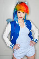 Size: 600x900 | Tagged: safe, artist:scruffyrebel, character:rainbow dash, species:human, cosplay, irl, irl human, photo, solo