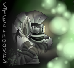 Size: 1280x1178 | Tagged: safe, artist:theimmolatedpoet, oc, oc only, oc:steelhooves, species:earth pony, species:pony, fallout equestria, armor, fanfic, fanfic art, male, power armor, solo, stallion