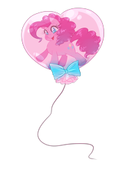 Size: 1600x2263 | Tagged: safe, artist:meb90, character:pinkie pie, species:earth pony, species:pony, balloon, cute, diapinkes, female, happy, heart, heart balloon, mare, pinkie pie trapped in a balloon, ribbon, simple background, solo, transparent background