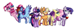 Size: 1600x600 | Tagged: safe, artist:strawberry-pannycake, character:applejack, character:fluttershy, character:pinkie pie, character:rainbow dash, character:rarity, character:twilight sparkle, character:twilight sparkle (alicorn), species:alicorn, species:pony, female, mane six, mare